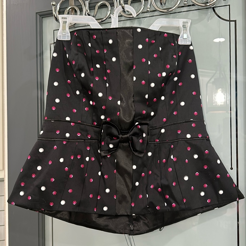 White House, Black Market strapless, pleated top in pink, white and black, 12